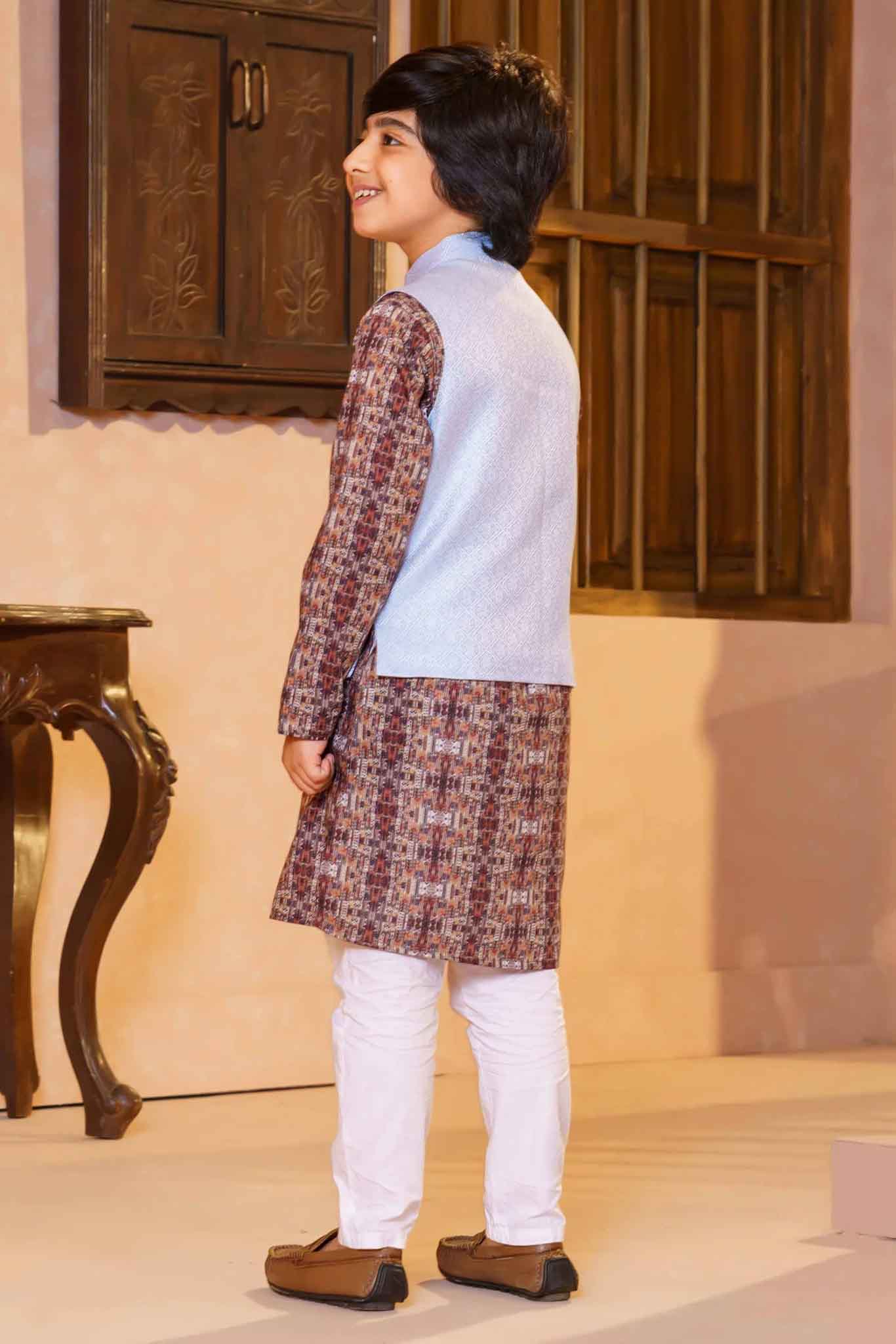 Boys Sky-Blue Jacquard Vest