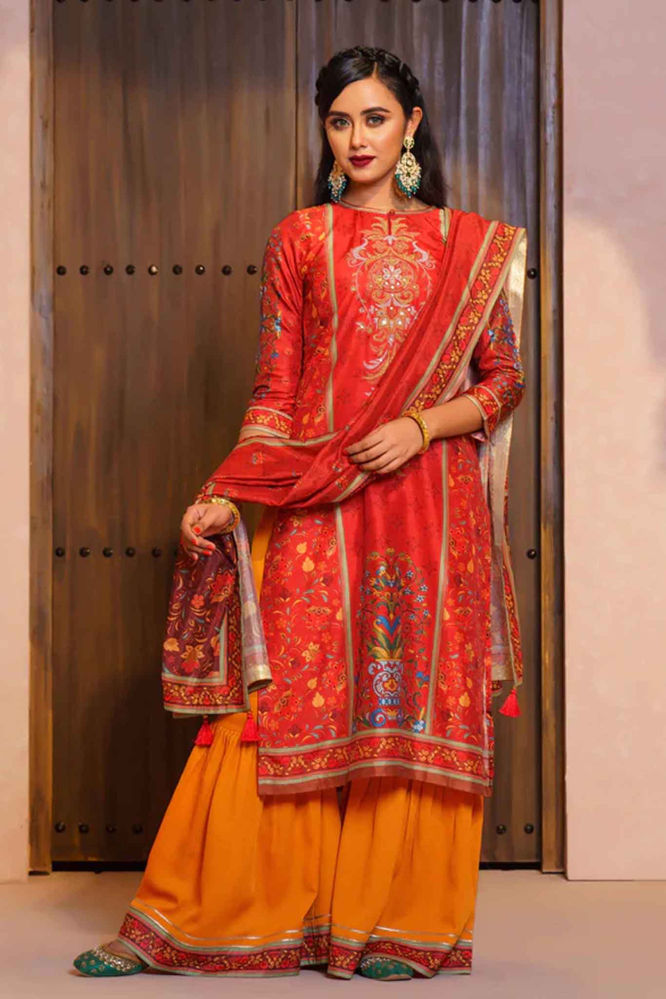 Womens Ethnic Red 3-Piece