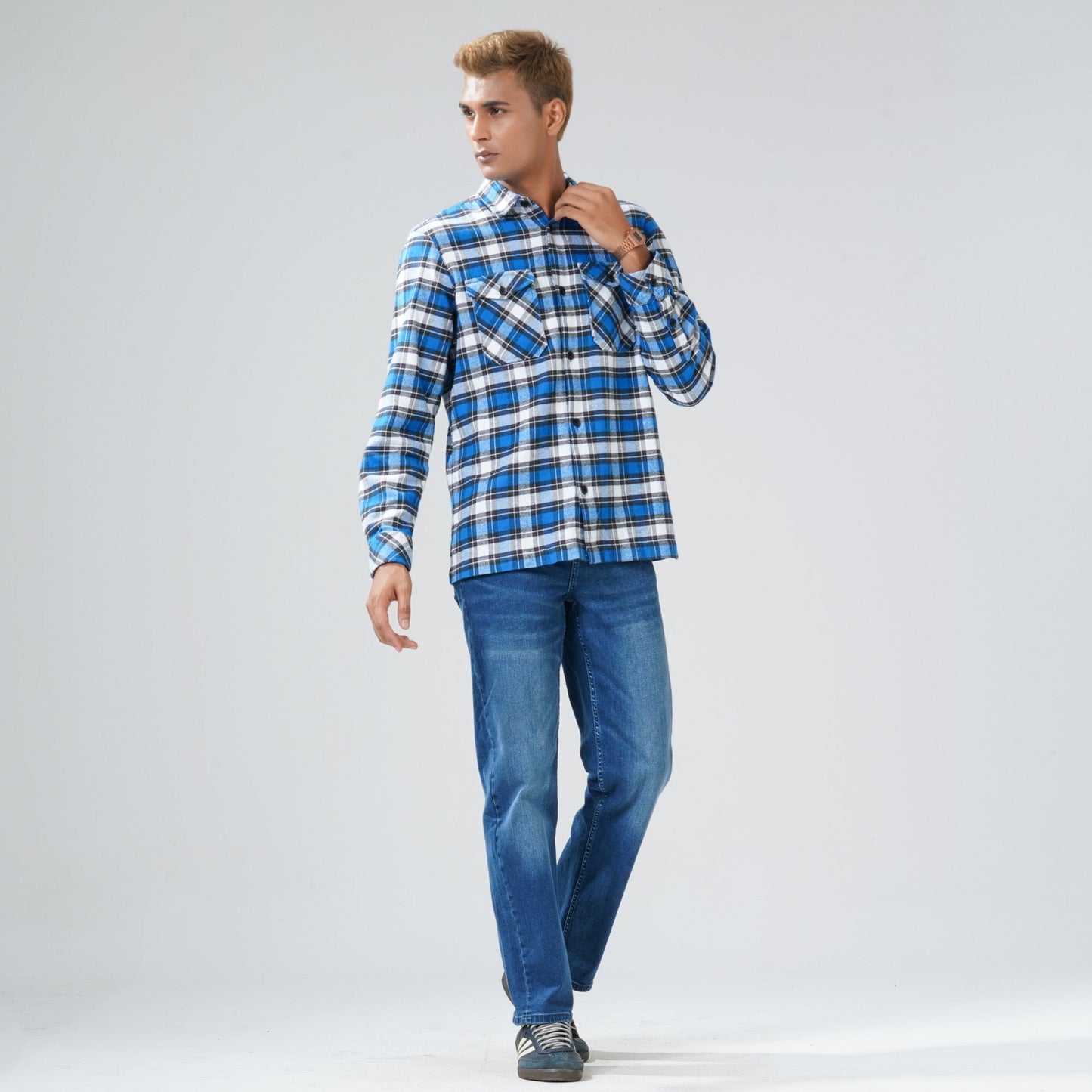 Men's Blue Check Shacket