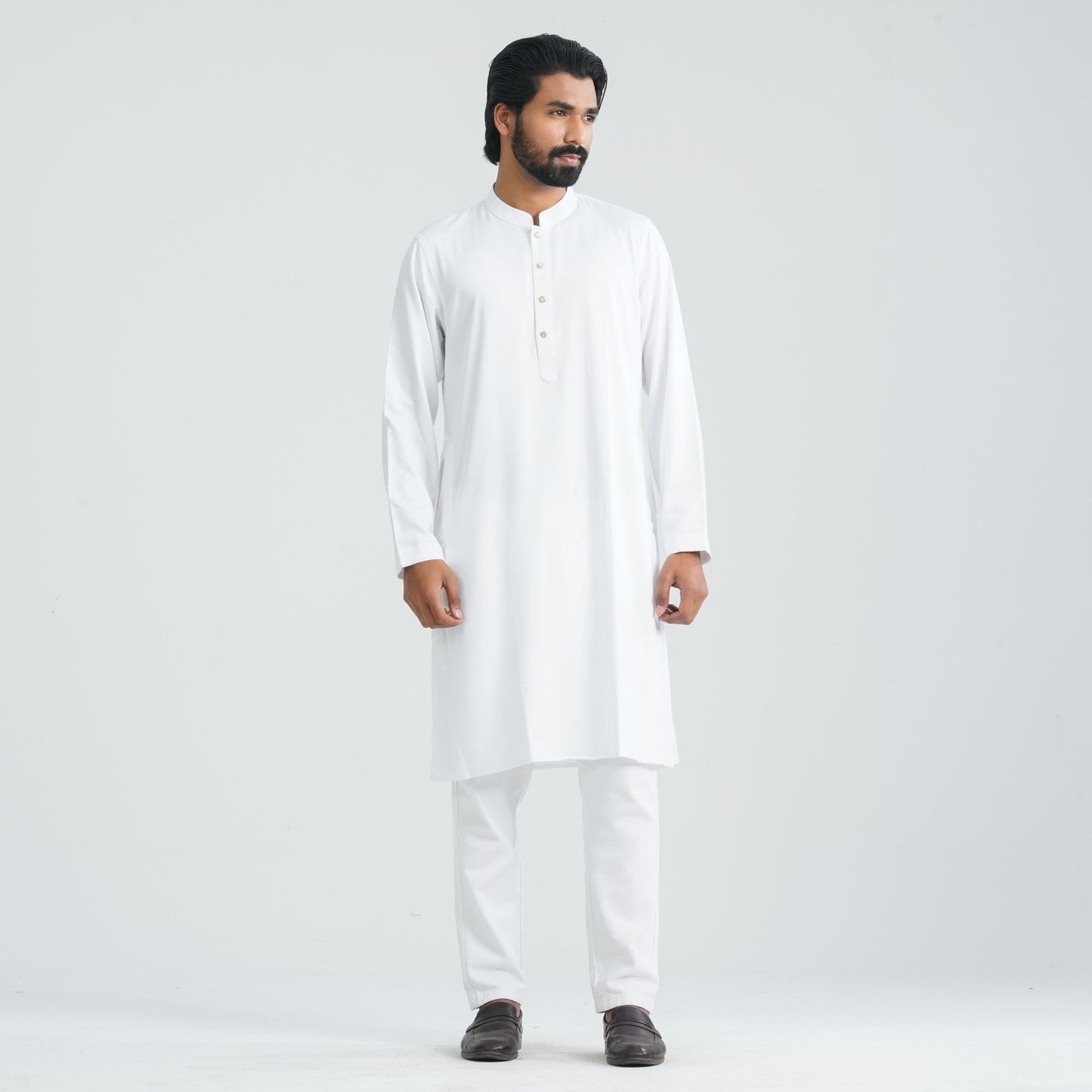 Mens White Cotton Blended Panjabi