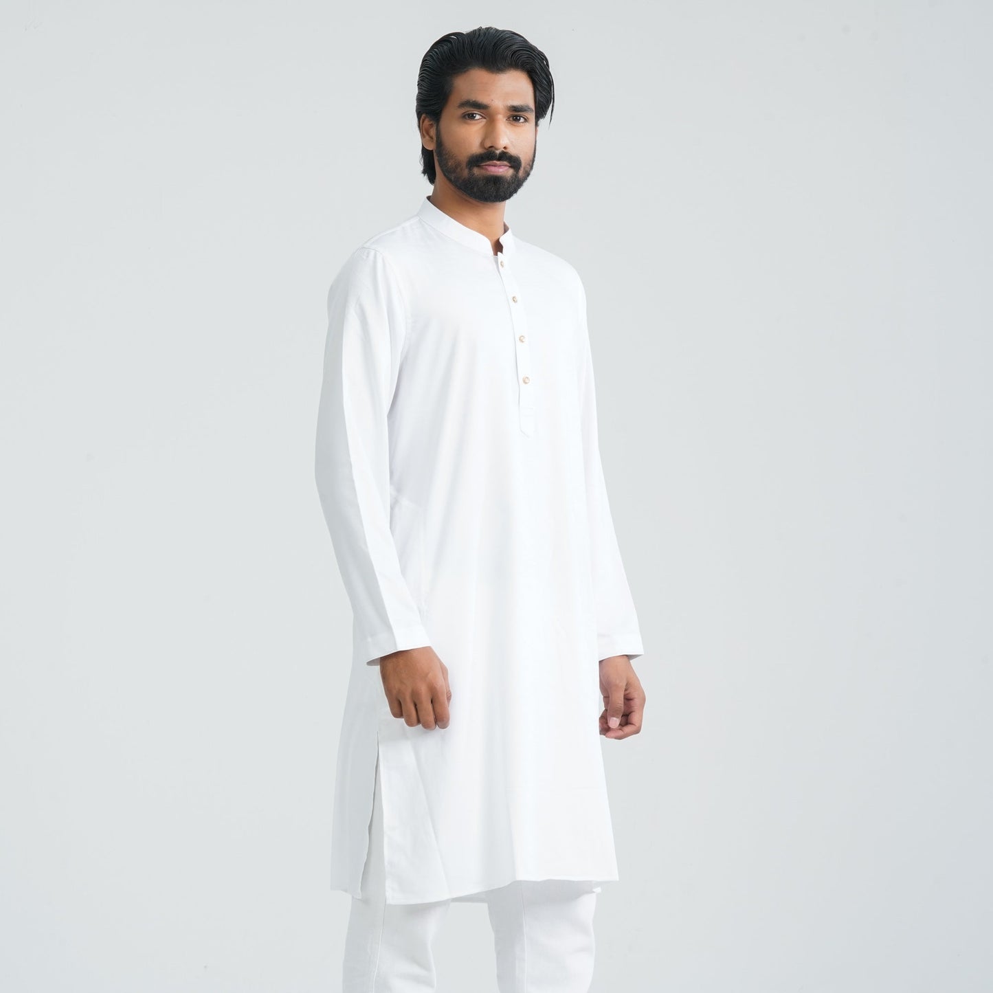 Mens White Cotton Blended Panjabi