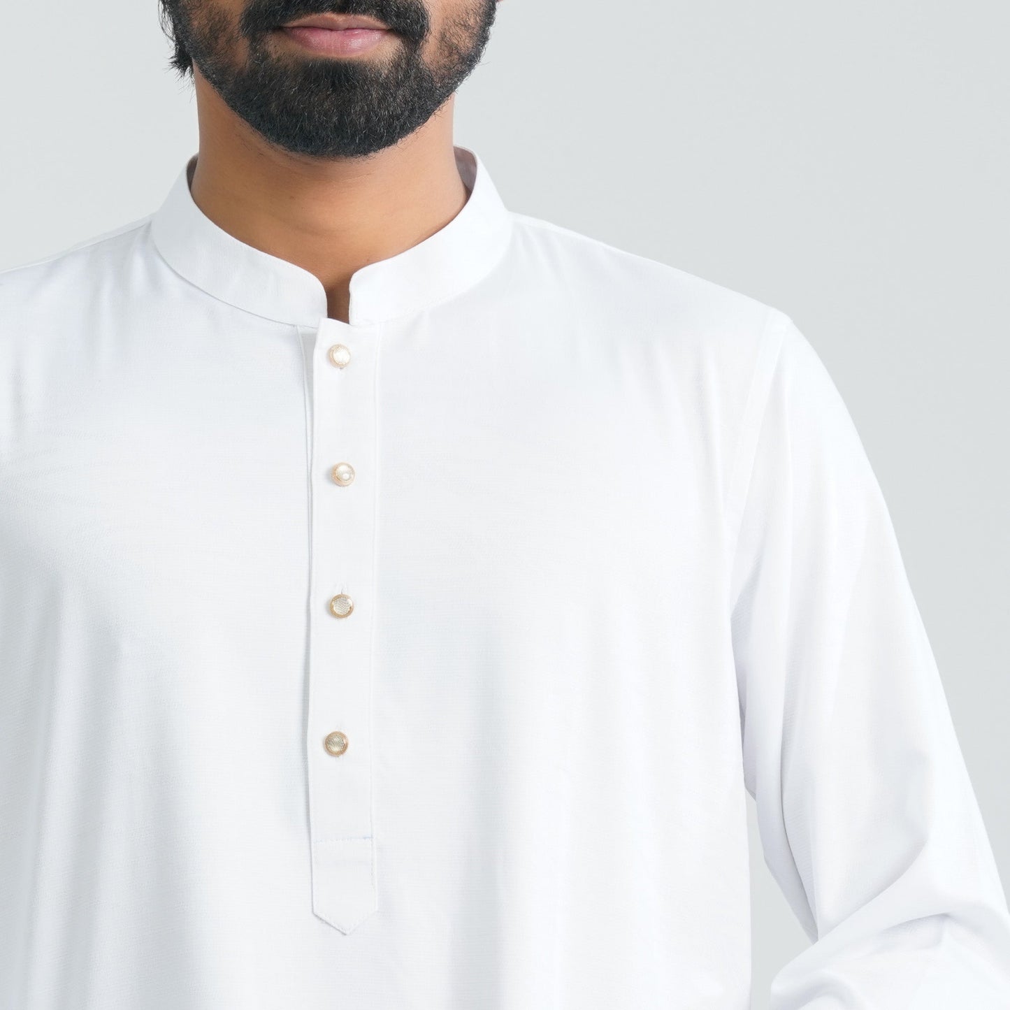Mens White Cotton Blended Panjabi