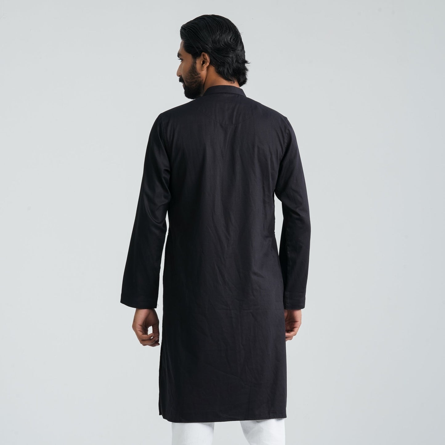 Mens Black Cotton Blended Panjabi