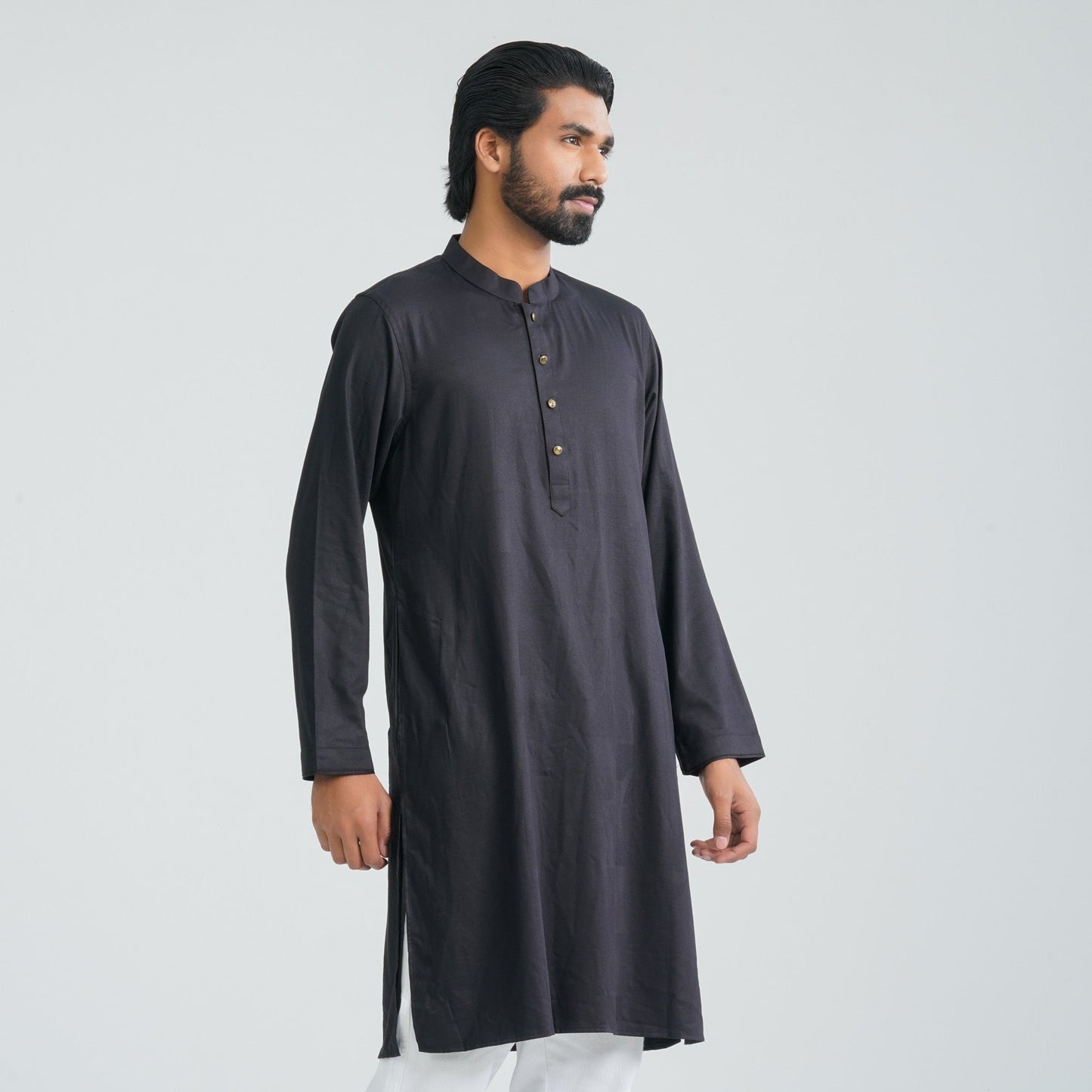Mens Black Cotton Blended Panjabi