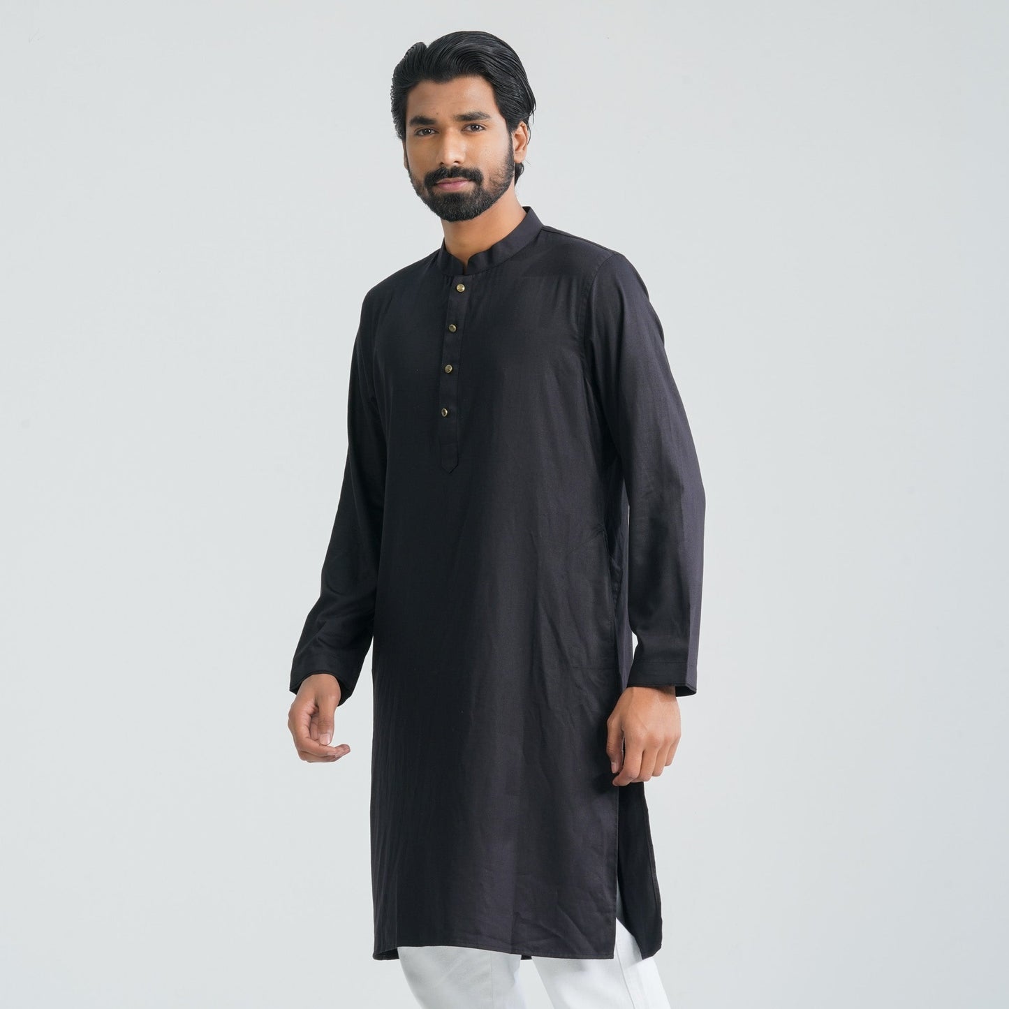 Mens Black Cotton Blended Panjabi