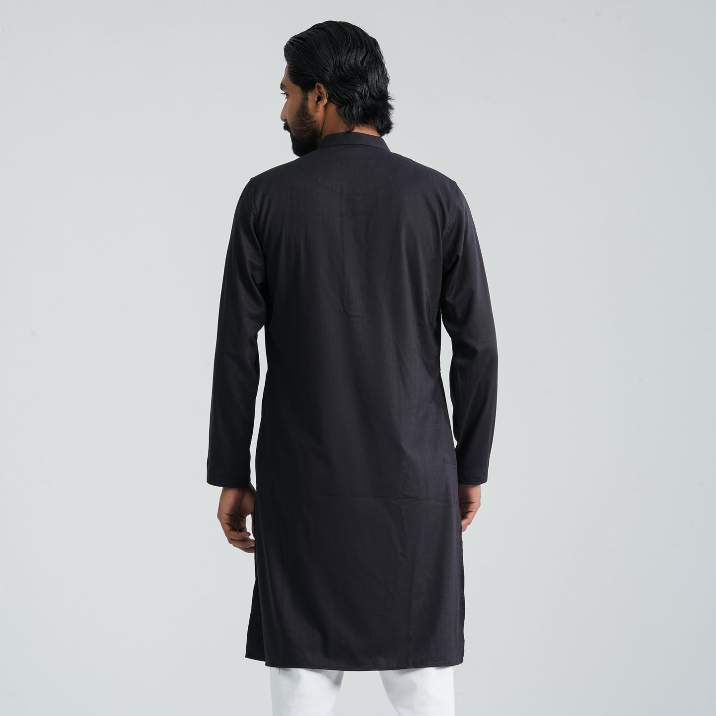 Mens Black Cotton Blended Panjabi
