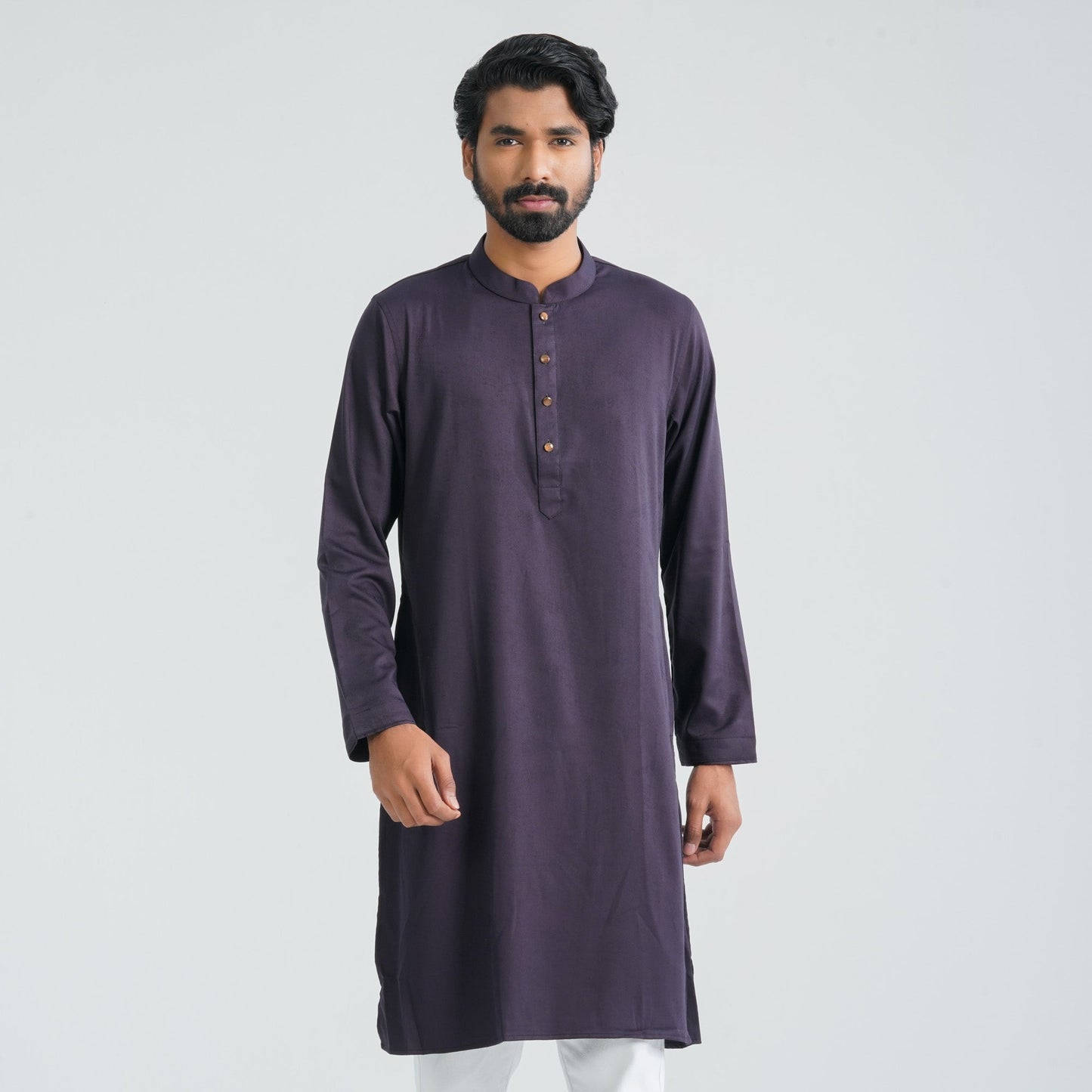 Mens Maroon Cotton Blended Panjabi