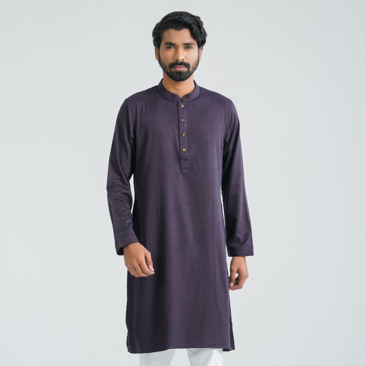 Mens Maroon Cotton Blended Panjabi