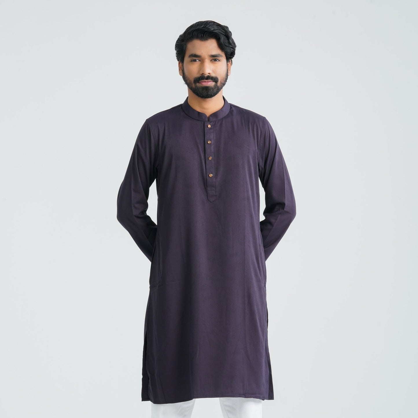 Mens Maroon Cotton Blended Panjabi