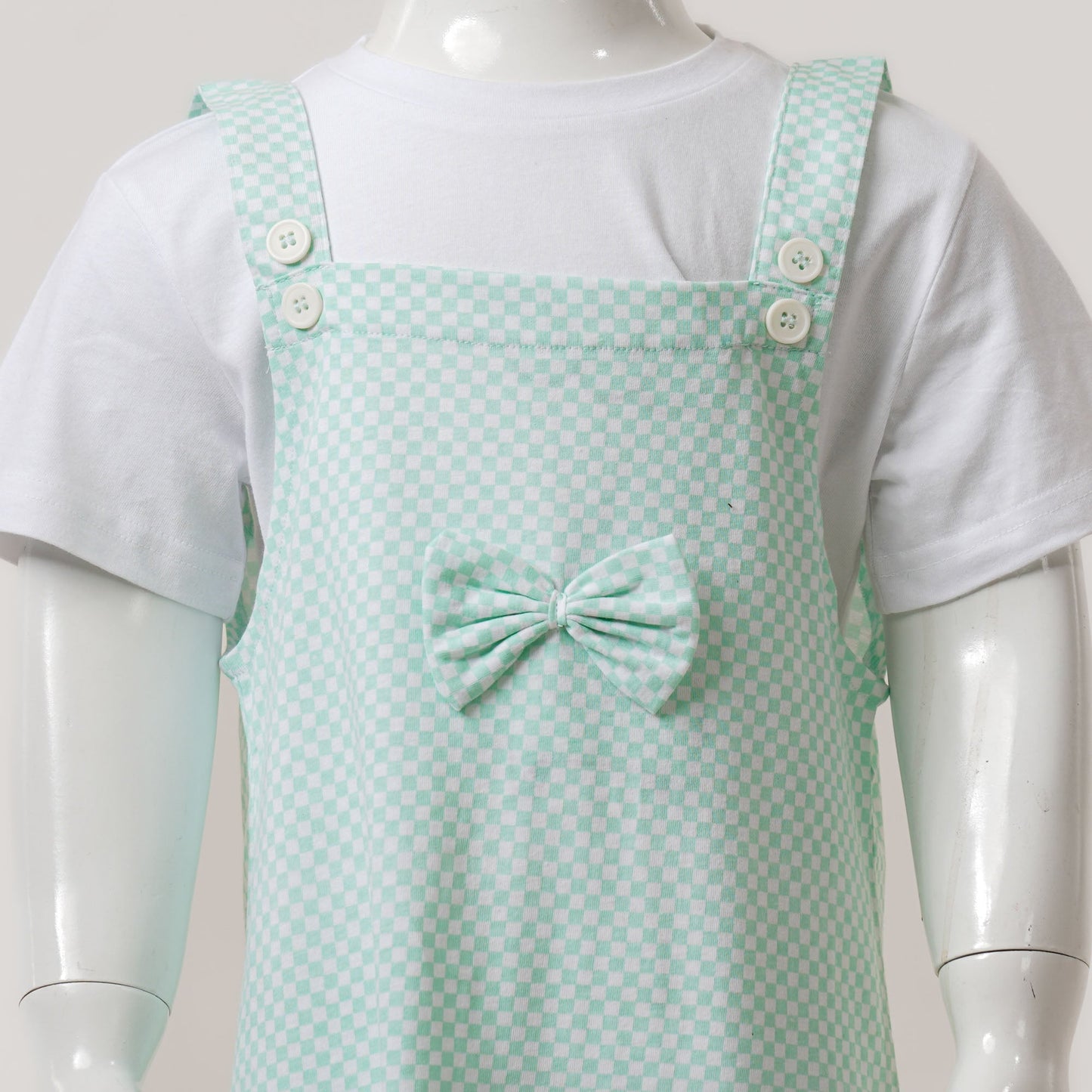 Baby Girls White & Aqua Romper Set