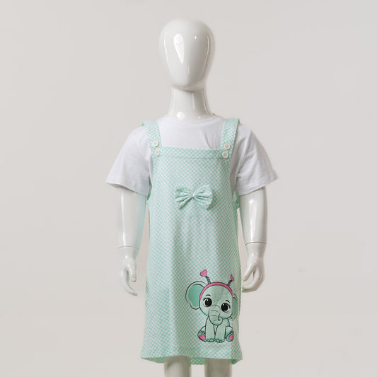 Baby Girls White & Aqua Romper Set