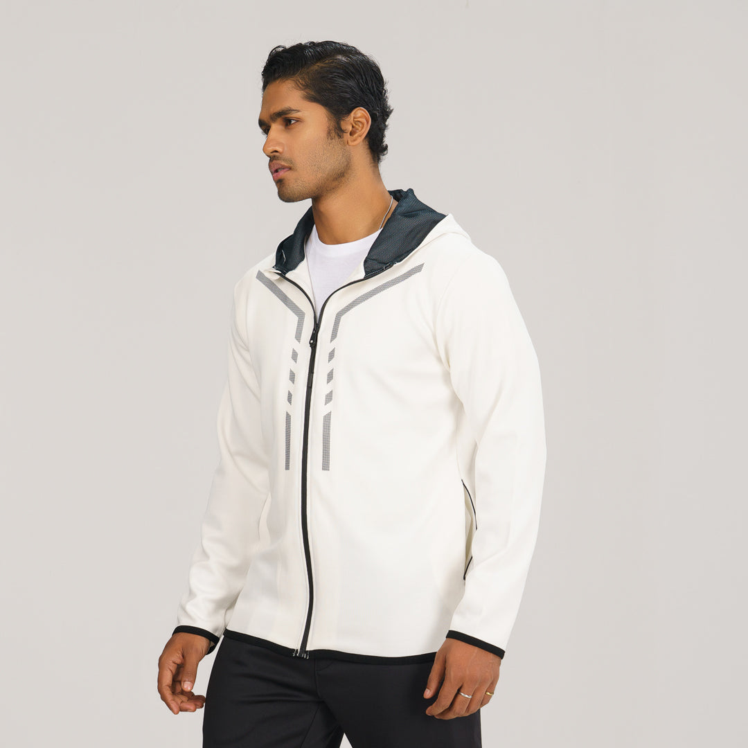 Mens White Active Hoodie