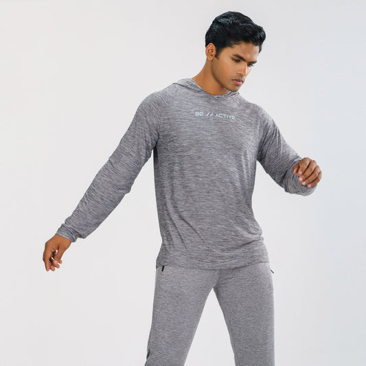 Mens Grey Melange Hoodie
