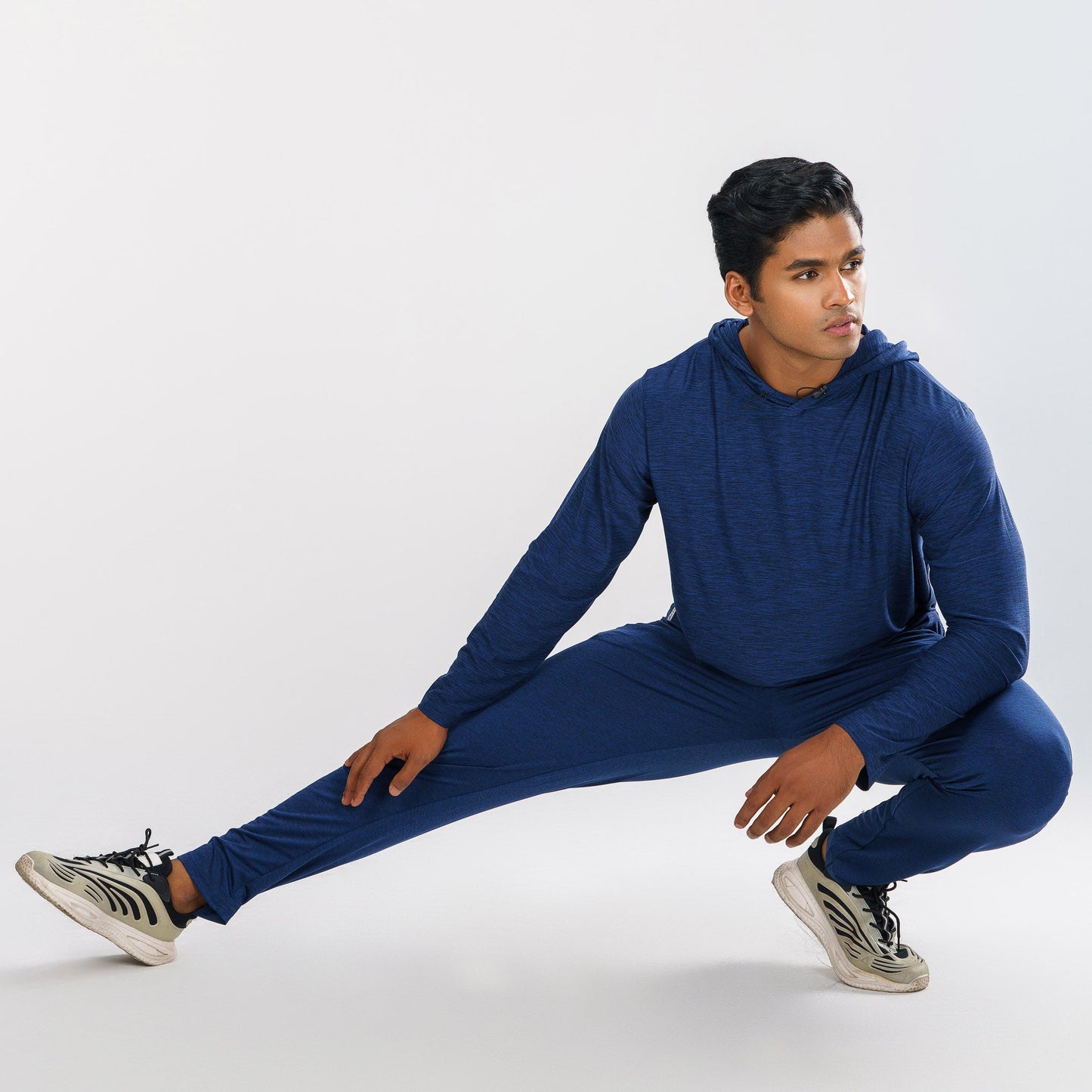 Mens Navy Melange Hoodie