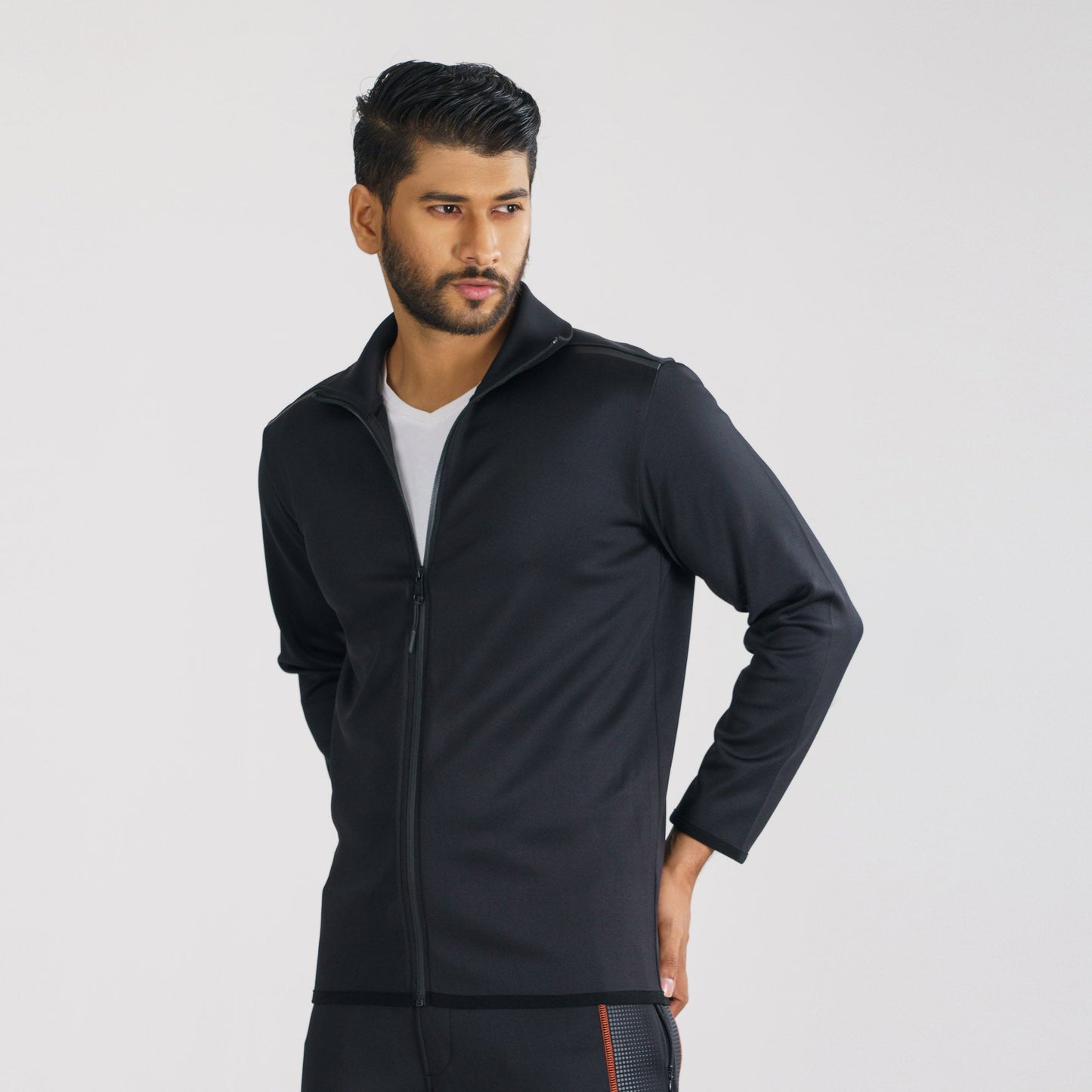 Mens Black High-Neck Sweatshirt