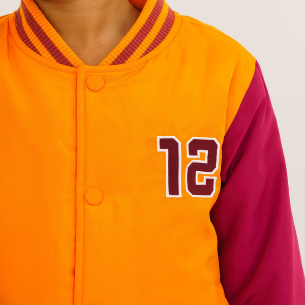 Baby Girl's Maroon-Orange Bomber