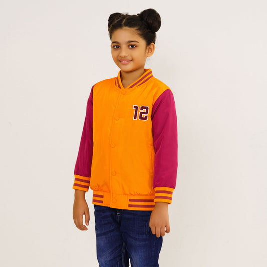 Baby Girls Orange  & Maroon Bomber