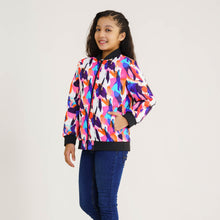 Load image into Gallery viewer, Girl&#39;s Multi Color Aop Reversible Bomber Jacket
