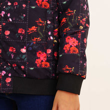 Load image into Gallery viewer, Girl&#39;s Black Printed Reversible Bomber Jacket
