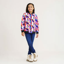 Load image into Gallery viewer, Girl&#39;s Multi Color Aop Reversible Bomber Jacket
