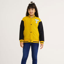 Load image into Gallery viewer, Girl&#39;s Mustard Printed Bomber
