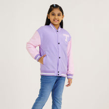 Load image into Gallery viewer, Girl&#39;s Lavender Printed Bomber
