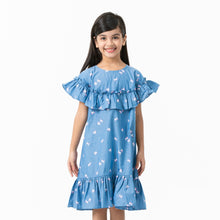 Load image into Gallery viewer, Girls Blue Ash Frill Dress
