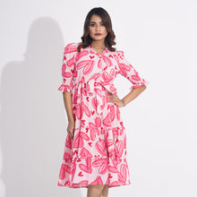 Load image into Gallery viewer, Womens Pink AOP Flared Dress
