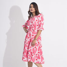 Load image into Gallery viewer, Womens Pink AOP Flared Dress
