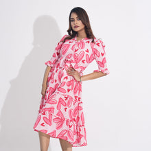 Load image into Gallery viewer, Womens Pink AOP Flared Dress
