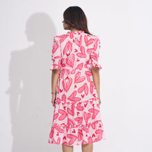 Load image into Gallery viewer, Womens Pink AOP Flared Dress
