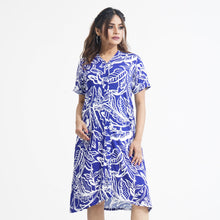 Load image into Gallery viewer, Women Flared Blue Shirt Dress
