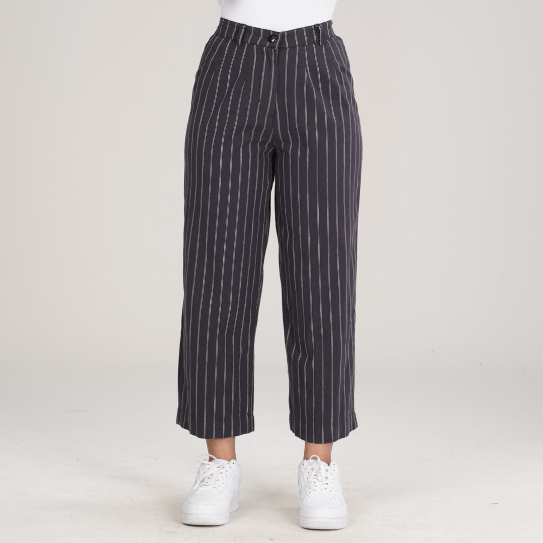 Women Black Stripe Pant
