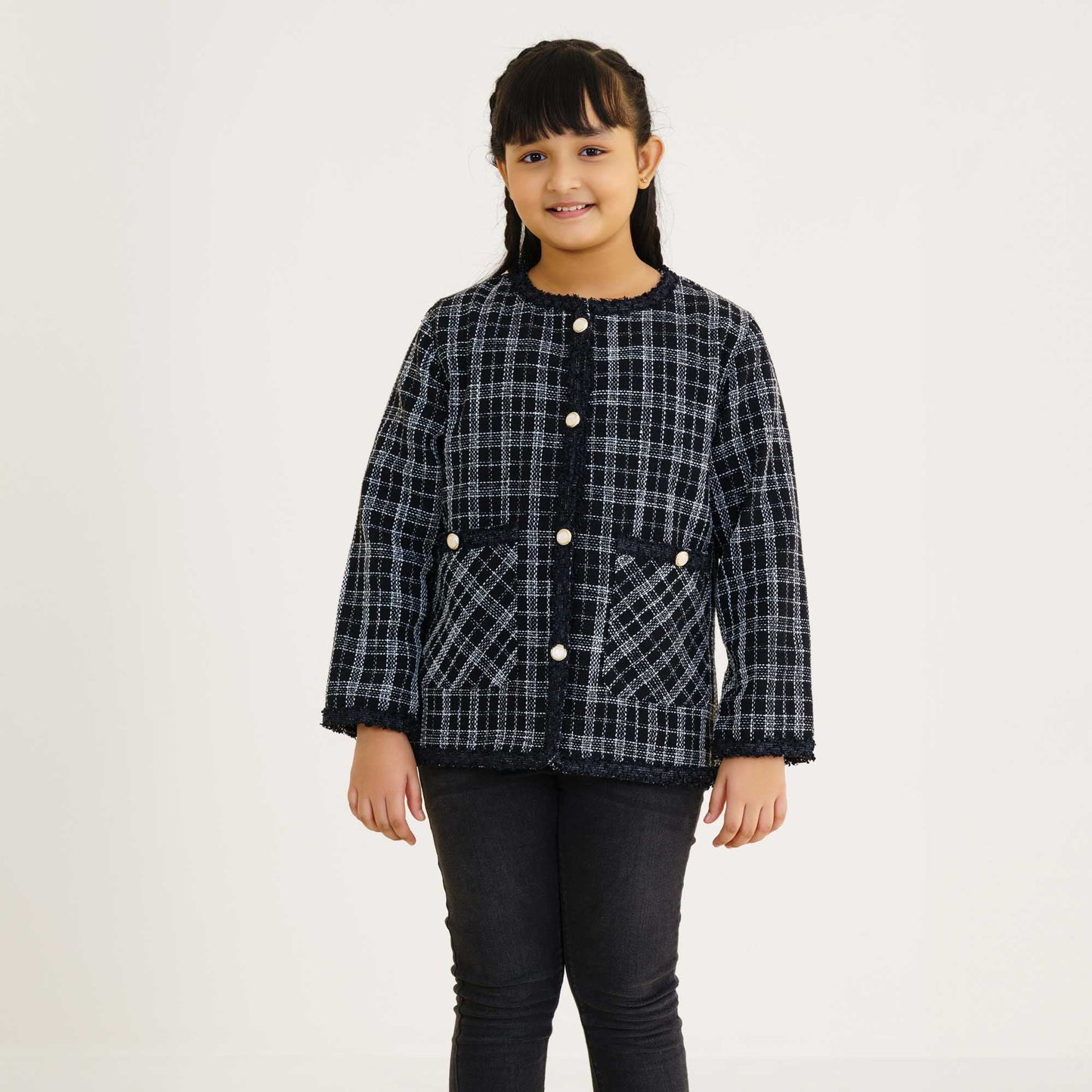 Girls Black & White Shacket