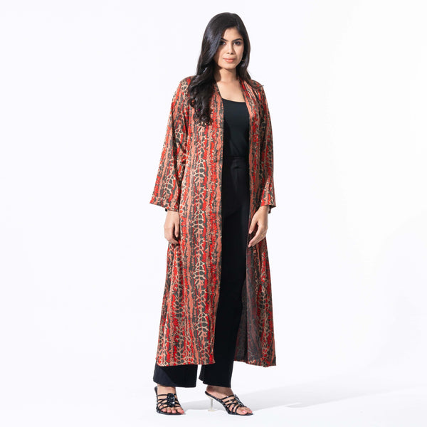 Womens Black & Maroon Printed Shrug