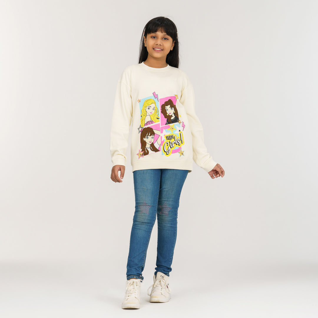 Girls Light Beige Sweatshirt