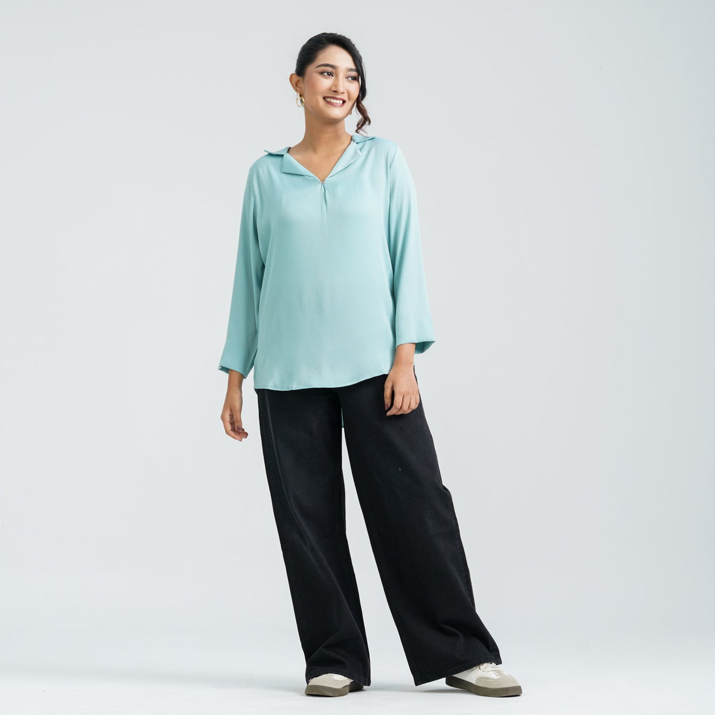 Women's Teal Blended Top