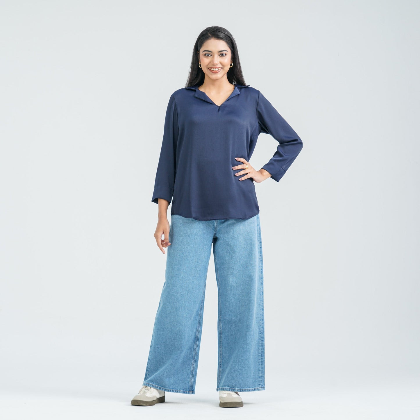 Women's Navy Blended Top