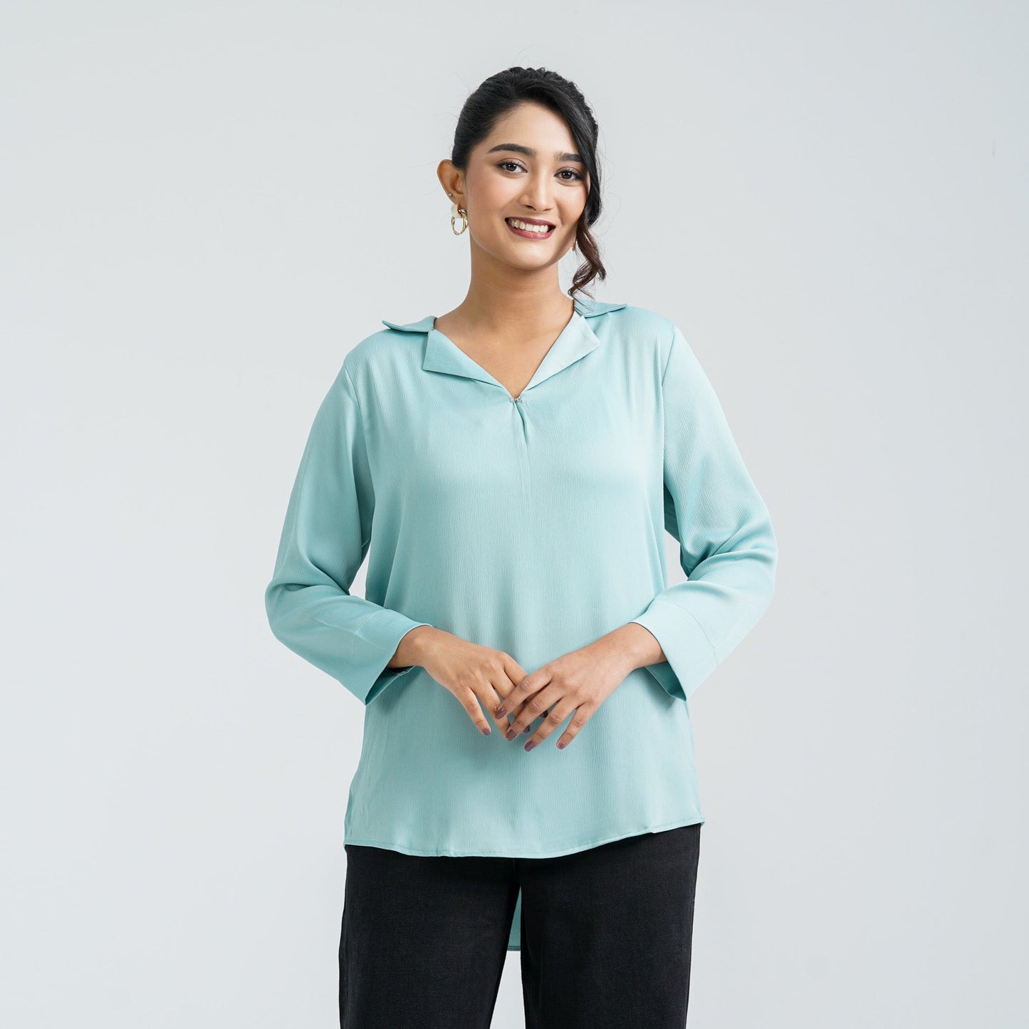Women's Teal Blended Top