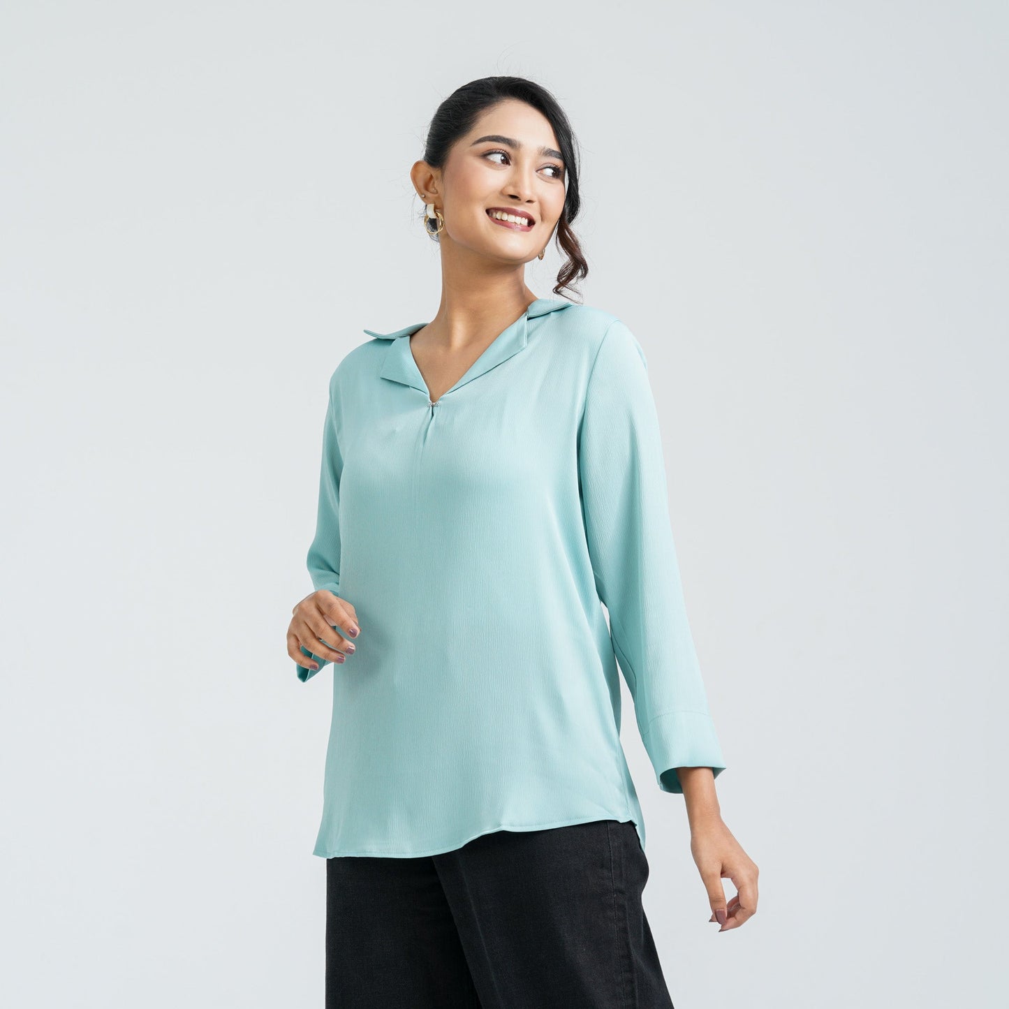 Women's Teal Blended Top