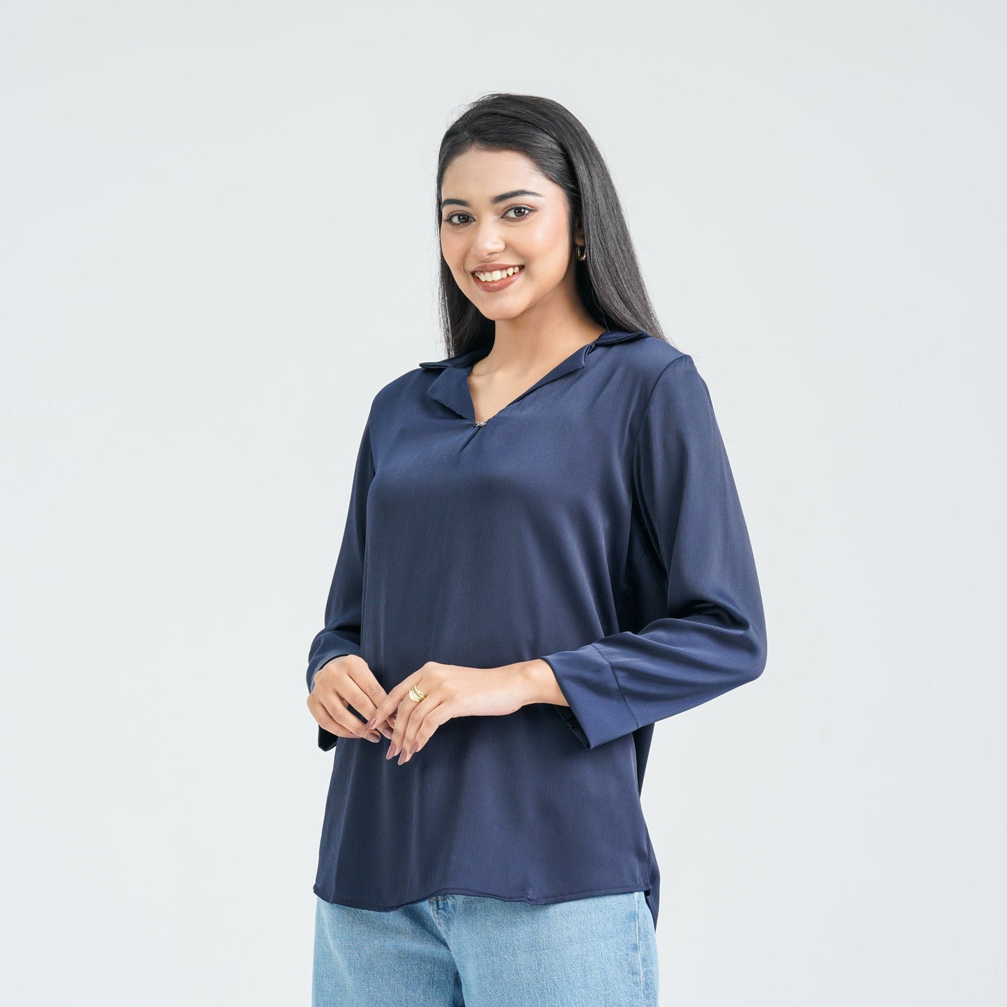 Women's Navy Blended Top