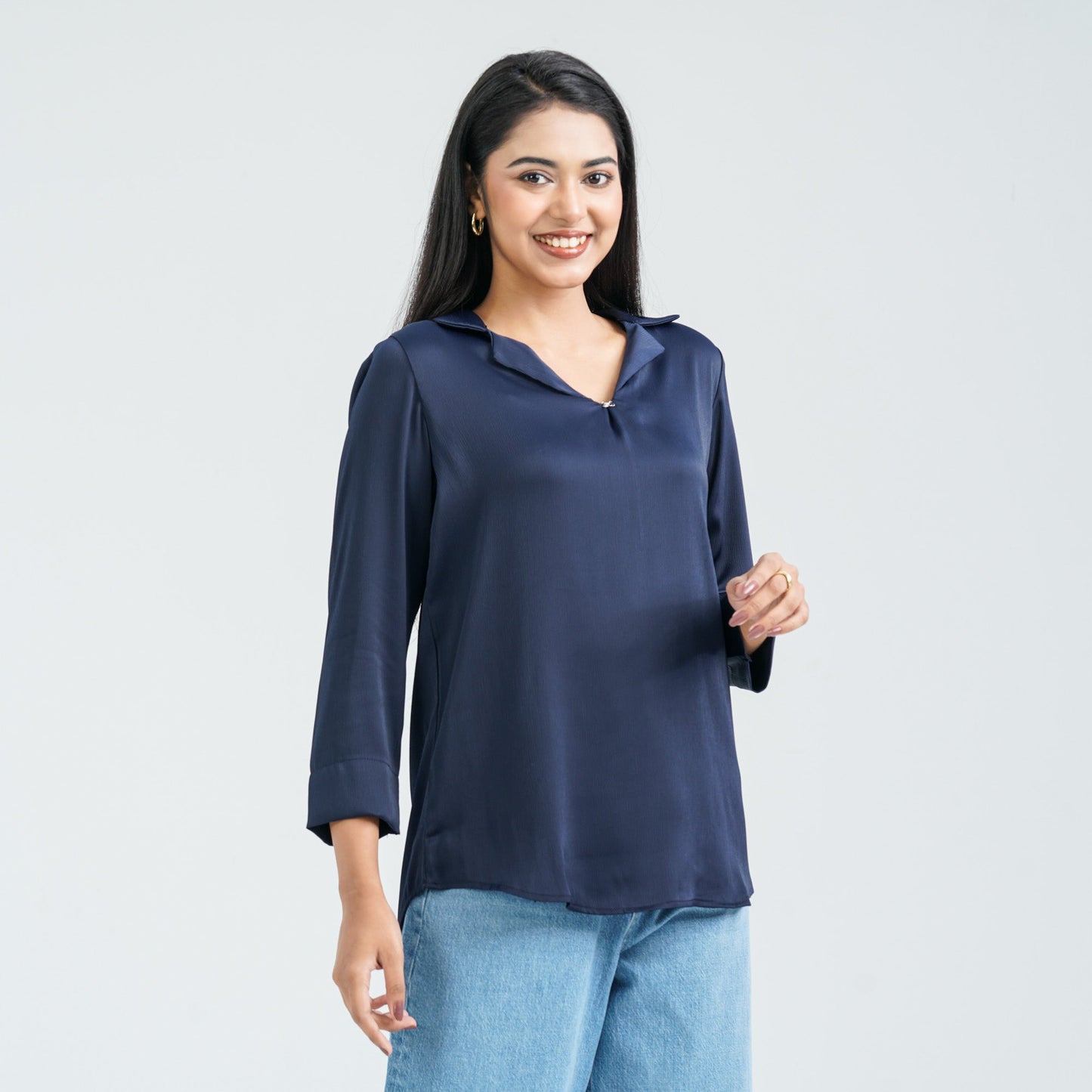 Women's Navy Blended Top
