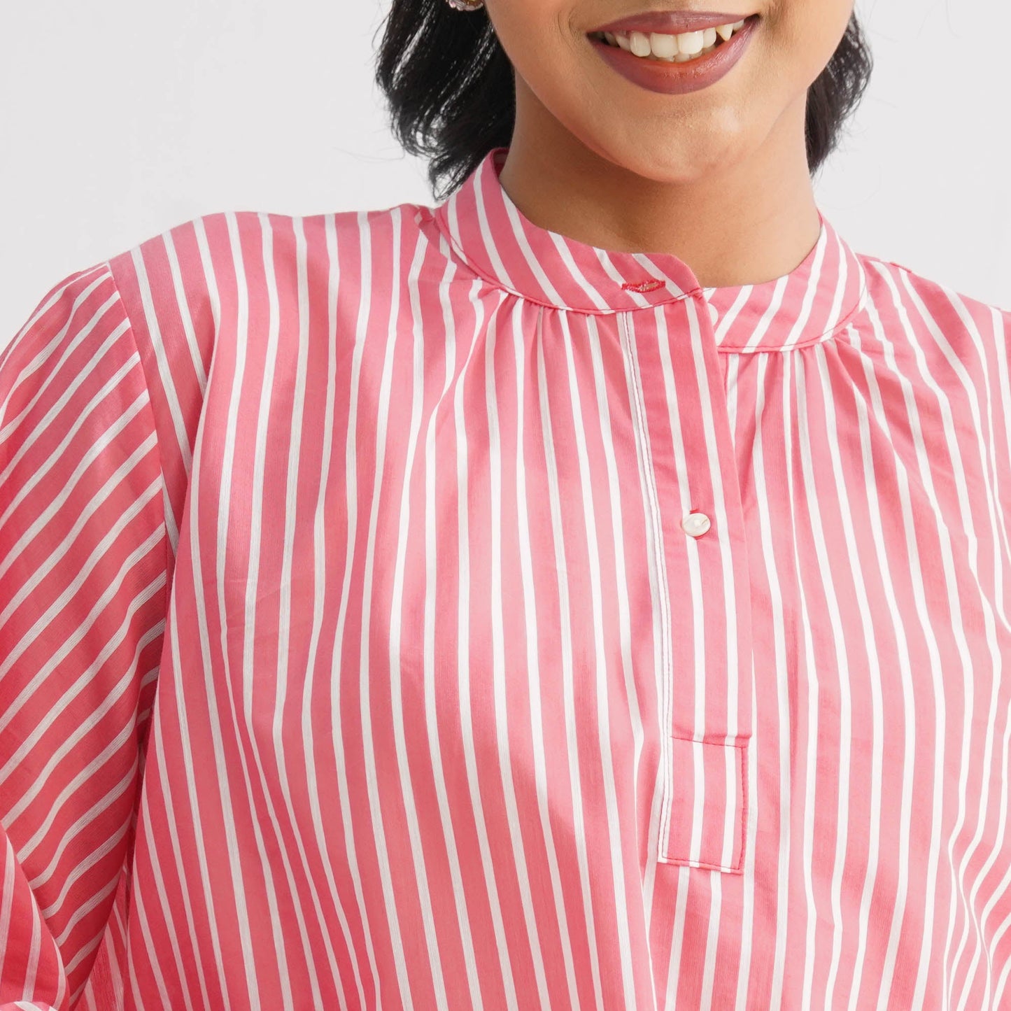 Womenâ€™s White & Red Striped Cotton Top