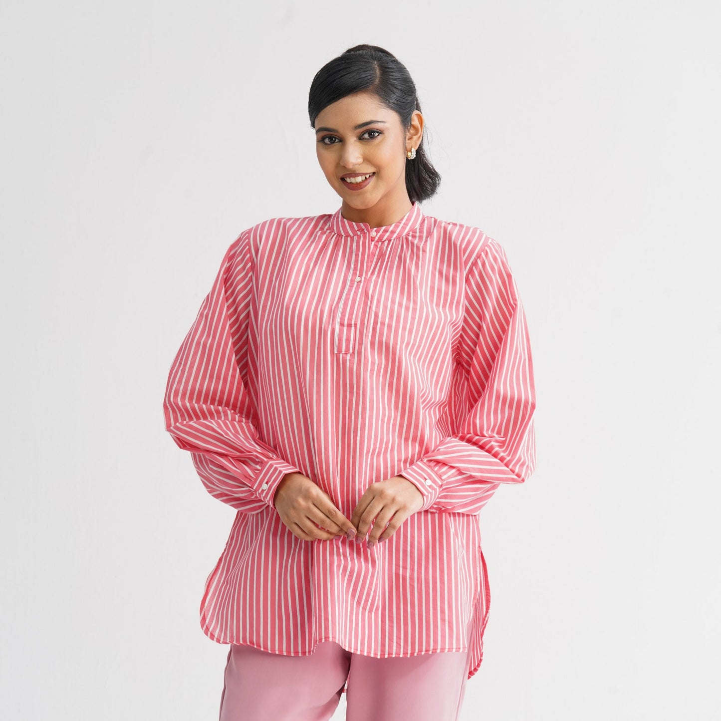 Womenâ€™s White & Red Striped Cotton Top