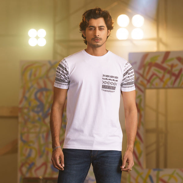 Men’s White Print T-Shirt