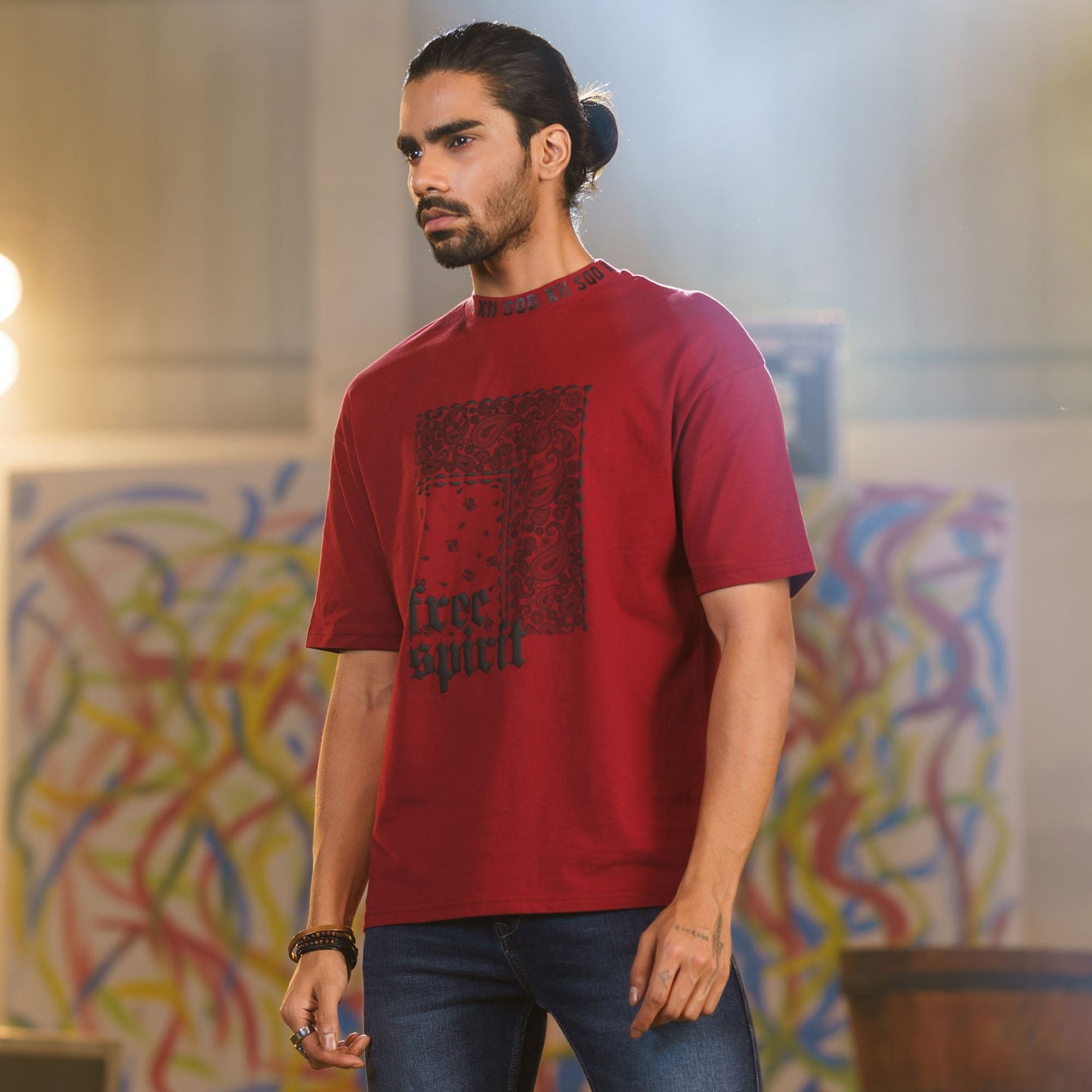 Mens T- Shirt-Maroon