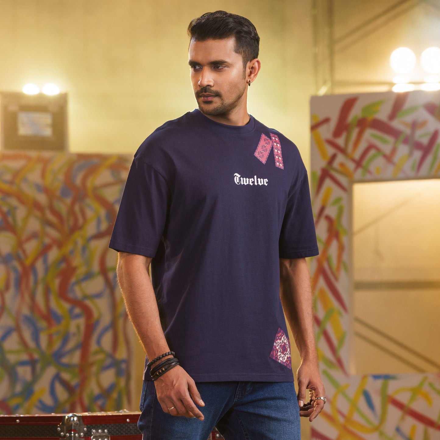 Men's Navy Drop Shoulder T-Shirt
