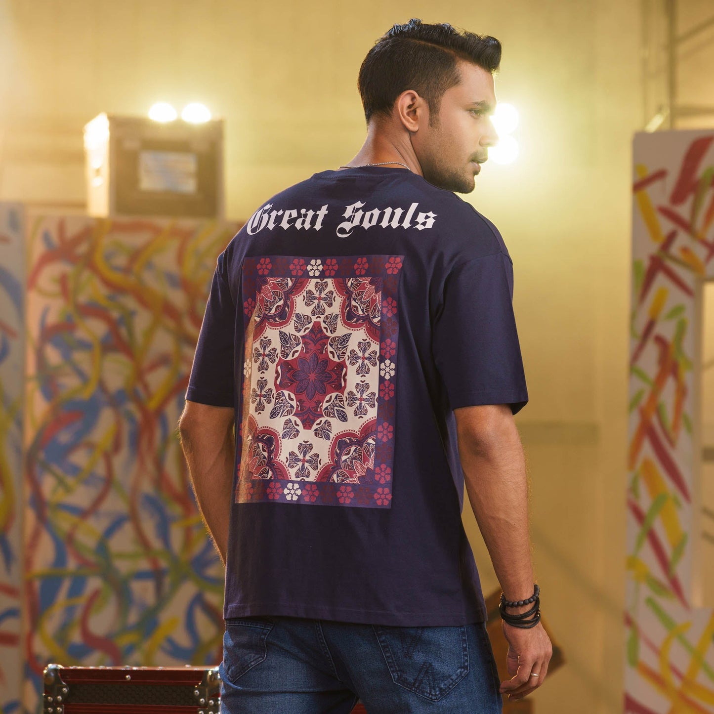 Men's Navy Drop Shoulder T-Shirt