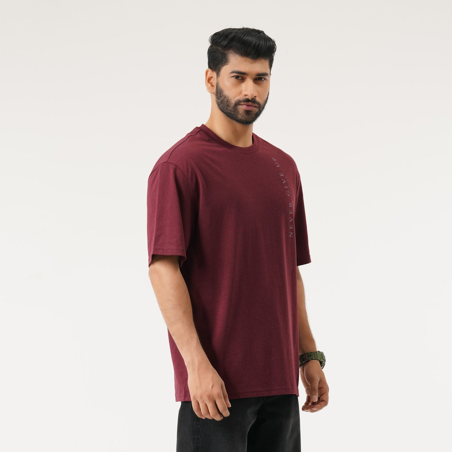 Mens Maroon Oversized T-Shirt