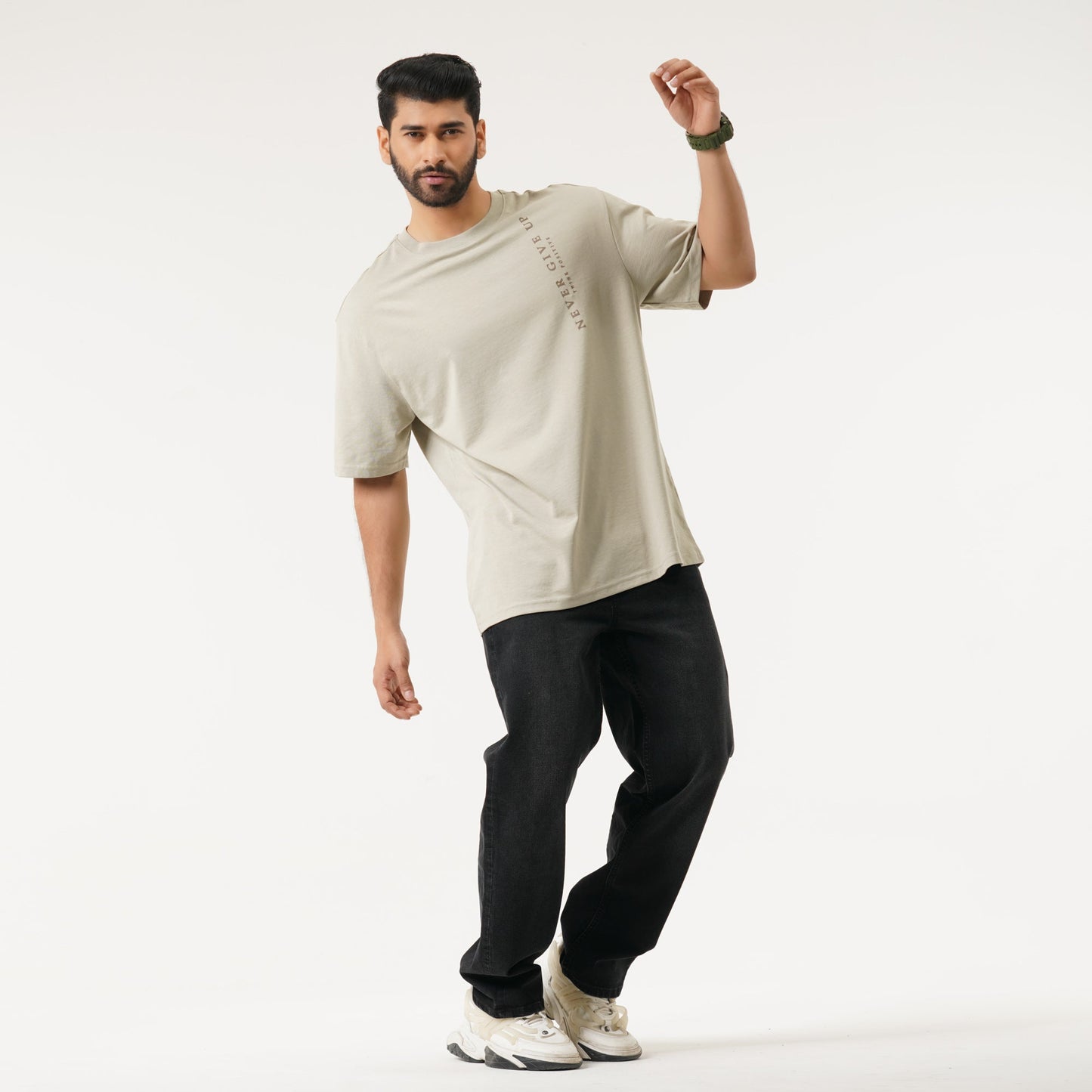 Mens Beige Oversized T-Shirt